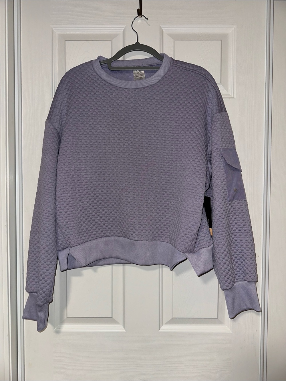 Lavender Quilted Crewneck Activewear Sweater - Women